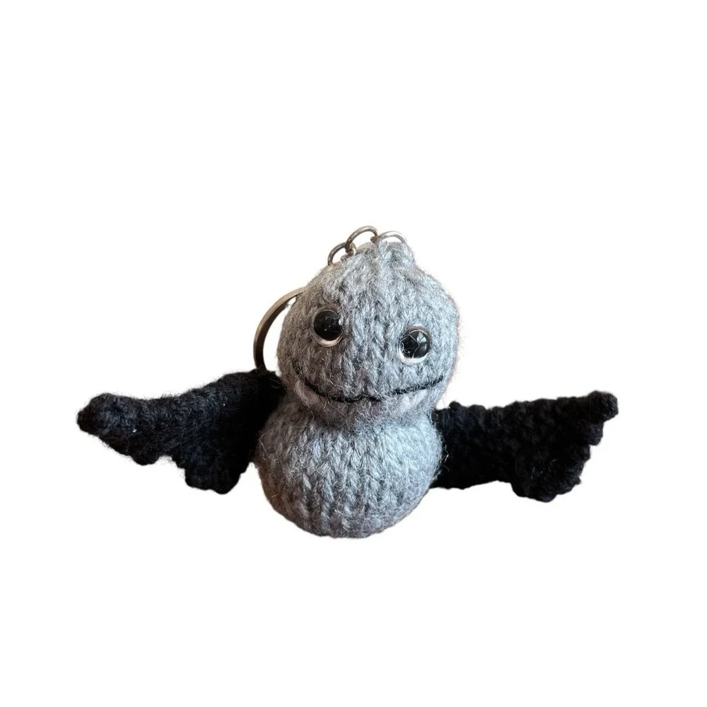 Bat Keychain Bag‎ Charms Keyring Halloween Accessory Soft Hand Knit Toy Handmade